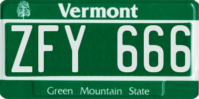 VT license plate ZFY666