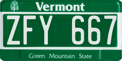 VT license plate ZFY667