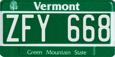 VT license plate ZFY668