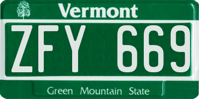 VT license plate ZFY669