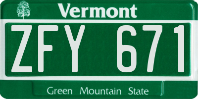 VT license plate ZFY671