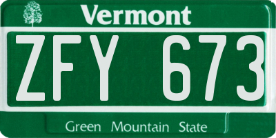 VT license plate ZFY673