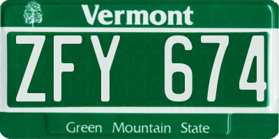 VT license plate ZFY674