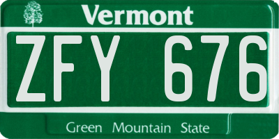VT license plate ZFY676