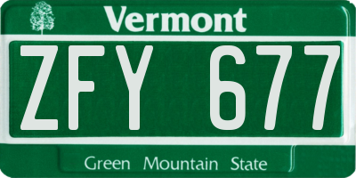 VT license plate ZFY677