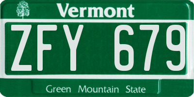 VT license plate ZFY679