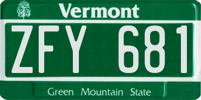 VT license plate ZFY681