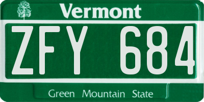 VT license plate ZFY684