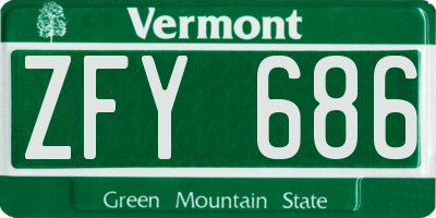 VT license plate ZFY686