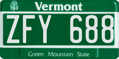 VT license plate ZFY688