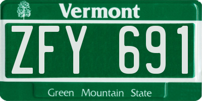 VT license plate ZFY691