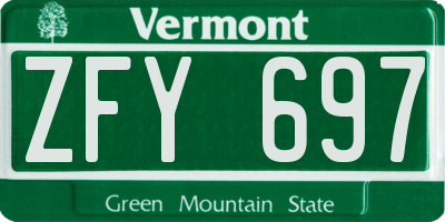 VT license plate ZFY697