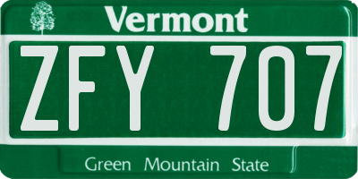VT license plate ZFY707