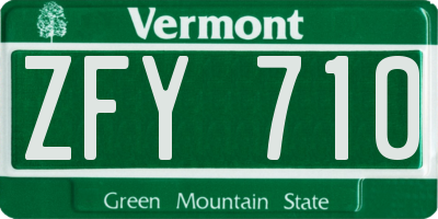 VT license plate ZFY710
