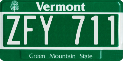 VT license plate ZFY711
