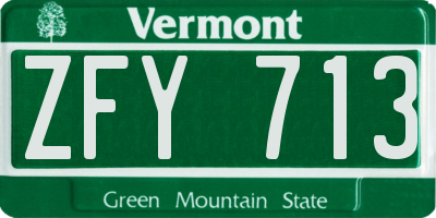 VT license plate ZFY713
