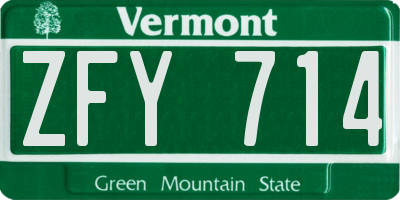 VT license plate ZFY714