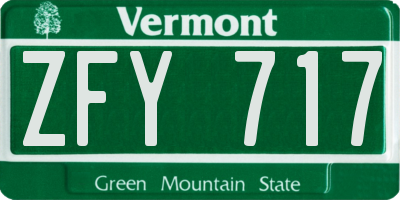 VT license plate ZFY717