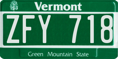 VT license plate ZFY718