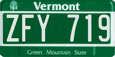 VT license plate ZFY719