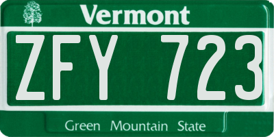 VT license plate ZFY723
