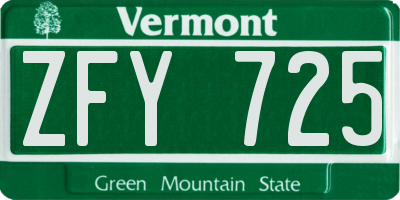 VT license plate ZFY725