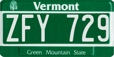 VT license plate ZFY729