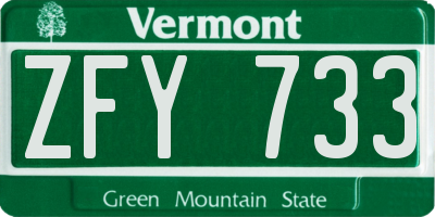 VT license plate ZFY733