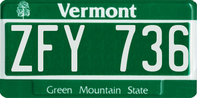 VT license plate ZFY736
