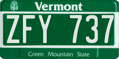 VT license plate ZFY737