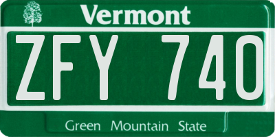 VT license plate ZFY740