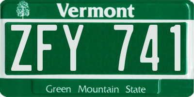 VT license plate ZFY741