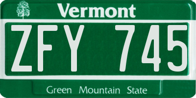 VT license plate ZFY745