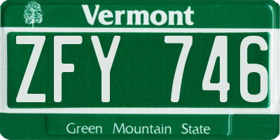 VT license plate ZFY746