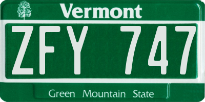 VT license plate ZFY747