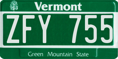 VT license plate ZFY755