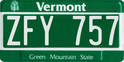 VT license plate ZFY757