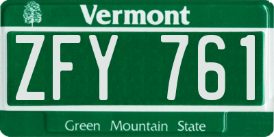 VT license plate ZFY761