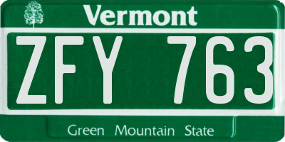 VT license plate ZFY763
