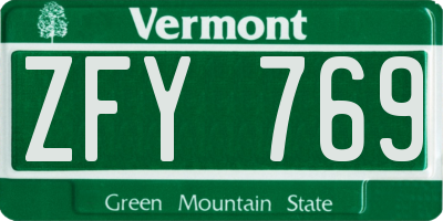 VT license plate ZFY769