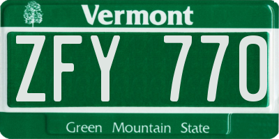 VT license plate ZFY770
