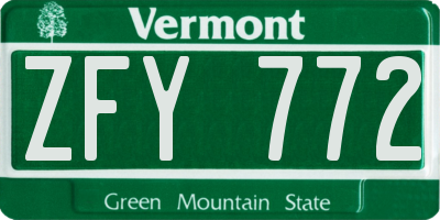 VT license plate ZFY772