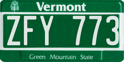 VT license plate ZFY773