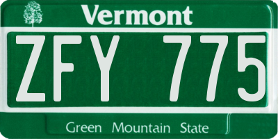 VT license plate ZFY775