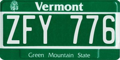 VT license plate ZFY776