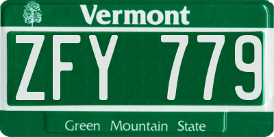 VT license plate ZFY779