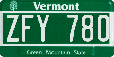 VT license plate ZFY780