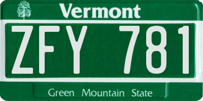 VT license plate ZFY781