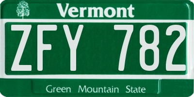 VT license plate ZFY782