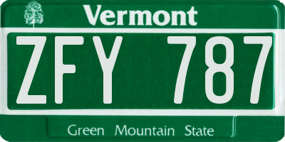 VT license plate ZFY787